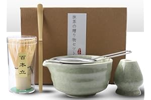 Flearitzo Matcha Kit Set da tè giapponese Set da tè Matcha 5 pezzi include ciotola tradizionale per matcha frusta paletta da tè colino in polvere perfetto per preparare il matcha set regalo ideal