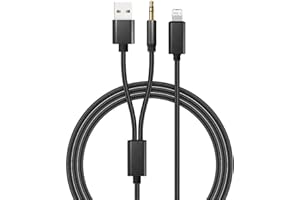 BEUINOVIA TECHNOLOGY Aux Cable for iPhone in Car, 2 in 1 Aux USB A to Lightning Cable 3.6FT, No Lag HIFI Sound Quality 3.5mm Audio Cable Compatible with iPhone 14/Pro 13/Pro 12 11 for Stereo Headphones Speaker