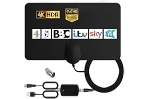 WITWAR TV Aerial Indoor, Digital HD TV Aerial 4K 1080P with 250+ Miles Long Range Reception Freeview TV Antenna for Local Channels Support All TV Practical Home Signal TV Aerial
