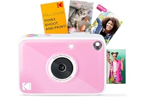 Kodak Printomatic+ Cámara Digital Instantánea 10MP con LED RGB, Imprime Fotos a Color en Papel Zink 2x3” – Rosa