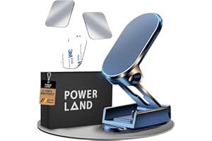 POWERLAND Samochodowy uchwyt na telefon komórkowy z magnesem, dwuwarstwowy, składany, z giętką, klejącą się podstawą, uniwersalny uchwyt na telefon komórkowy 360°, kompatybilny z iPhonem, wszystkimi smartfonami
