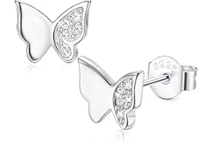 ADRAMATA Pendientes de Mariposa en Plata de Ley 925 para mujer, pendientes de mariposa minimalistas delicados, joyería para regalos de cumpleaños
