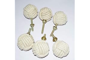 Roorkee Instruments (INDIA) RII Türknäufe aus Baumwollseil mit Knoten, für Schubladen und Schränke, 33 mm, Weiß, 6 Stück