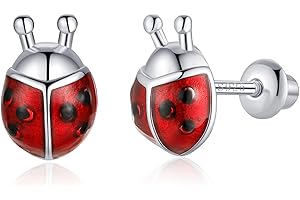 TIZU Boucles d'oreillesen Argent Sterling 925 pour Enfant Fille Femme, Boucles d'oreilles Animaux Hypoallergéniques Avec Dos de À Vis Sécurité Bijoux cadeaux
