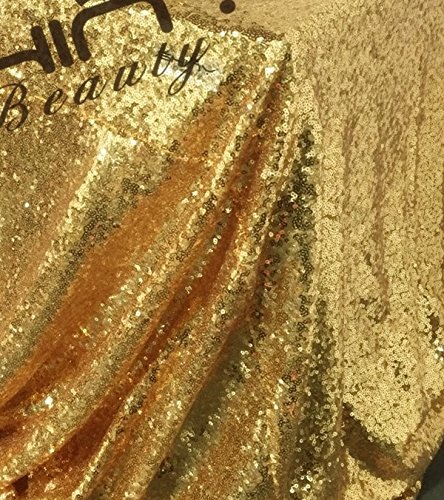 ShinyBeauty Pailletten-Stoff Gold 4 Meters für Pailletten Hochzeit Kleid/Pailletten Tischdecke/Hintergrund/Vorhang/Tischlä DIY Nähen - 2