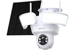 ANRAN 2K Camara Vigilancia WiFi Exterior Solar Floodlight con Reflector, Cámara Inalámbrica para Exteriores Batería con Panel Solar, Detección Movimiento, Iluminación Inteligente, Compatible Alexa, F1