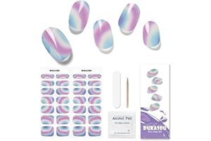 DUKASOU Uñas Gel Semicurado | 28 Uds Uñas de Gel Pegatinas, Adhesivos Pegatinas de Gel para Uñas, Pegatinas de Uñas de Gel para Mujeres Funciona con Cualquier Lámpara UV (Colorido)