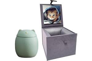 Umberdom Matte Ceramic Cat Ashes Urn, Light Green, Small