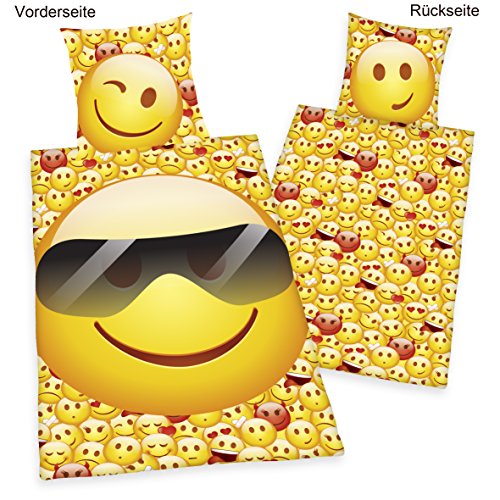 Herding 4459210050 Bettwäsche Young Coll. Emot!x, Kopfkissenbezug: 80 x 80 cm + Bettbezug: 135 x 200 cm, 100 % Baumwolle, Linon - 2