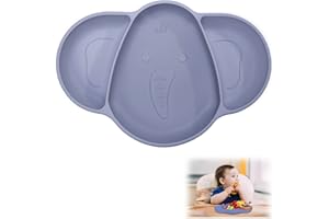 iKiKin Plato de bebé con ventosa, mantel portátil para bebé, entrenamiento de autoalimentación, placa dividida, adecuado para tronas y mesas para niños