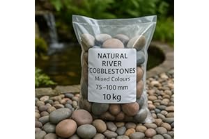 HADLEY HOME & GARDEN Natural River Cobblestones, Mixed Colours, 75-100mm, 10kg Pack