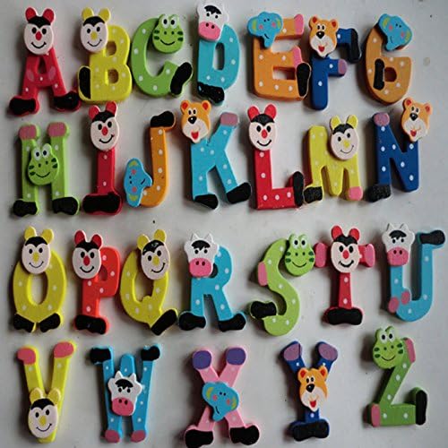 Education Toys,Fortan 26pcs Wooden Cartoon Alphabet A-Z Magnets Child