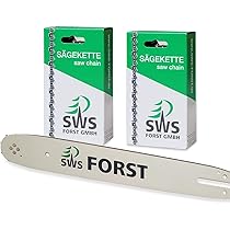 SWS Forst Schwert-Set 40 Cm Mit 2 Vollmeißel Ketten – 3/8 60TG 1,6 Mm, Kompatibel Stihl MS462