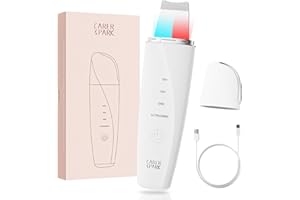 CARER SPARK Peeling Ultrasónico Facial – Espátula Facial Ultrasónica EMS e Iones y Terapia de Luz, 4 Modos para Limpieza Profunda Eliminación de Puntos Negros Exfoliación Suave Recargable USB