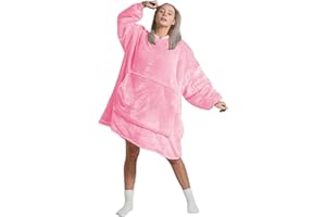 MIA WE DRESS YOUR HOME Oversized Wearable Hoodie Blanket Ultra Soft Sherpa Fleece Oodies Reversible Warm & Cozy Giant Hooded Blanket Sweatshirt Large Front Pocket - Gift One Size Fits For All