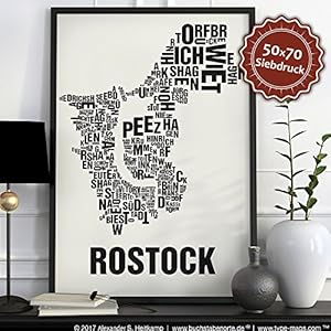 Rostock Buchstabenort Schwarz auf Naturweiß