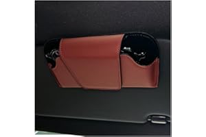 GTLM Magnetischer Brillenhalter für Auto,Weiches Leder Sonnenbrillenhalter Auto,Universeller Sonnenblende Organizer für Autoinnenraum,Auto Zubehör Innenraum für LKW SUV Wohnmobil (Rot)
