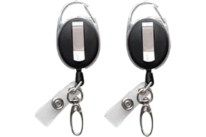 HOAOOO Retractable Badge Reel with Claw Clasp and Clip for Id Card Holders (2Pack)