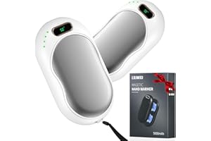 LIUWID Handwärmer Elektrisch Split Magnetic Wiederaufladbare Taschenwärmer 2er-Pack, 5000mAh Tragbar Handwärmer Wiederverwendbar 3 Heizmodi Fortsetzung 15H, Warmes Geschenk für Outdoor Frauen Männer Kinder