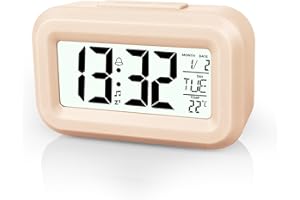 Vicloon Cyfrowy budzik przy łóżku, wyświetlacze LED z regulowaną drzemką 12/24 h, temperatura,data,timer,sterowanie światłem,przenośne budziki do sypialni,domu,biura,kuchni (różowo-pomarańczowy)