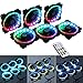 Produktbild Onewatt Wireless RGB LED 120mm Gehäuselüfter mit Controller für PC-Gehäuse, CPU-Kühler, Radiator-System (6 Stück RGB-Lüfter, RF-Fernbedienung, A-Serie)