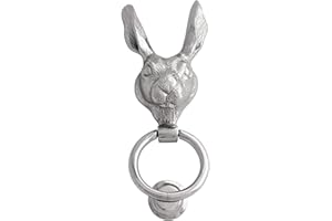 Castelion® Chrome Country Hare Door Knocker | High Quality Home Accessories | Chrome Plated Solid Brass Front Door Knocker | Easy to Attach | Animal Home Decor | 22cm