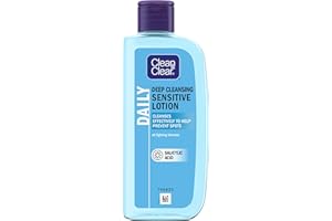 Clean & Clear Deep Cleansing Lotion for Sensitive Skin (1x 200ml), Clean and Clear Facial Cleanser with Salicylic Acid to Deeply Clean, Remove Dirt and Oil, Help Prevent Spots