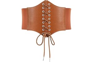 HOTSO Cinturones Ancho para Mujer Cintura Elástica Ancha Correa de Piel con Cordones Corsé Cinturón retro