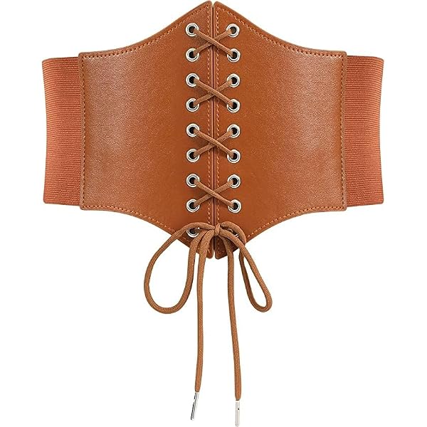 Cinturón De Corsé Elástico Ancho Para Mujer - Cordones Delanteros, Cierre Trasero, Estilo Retro, Ideal Para Halloween, Disfraces, Fiestas, Talla única