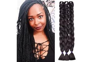‎TESS TESS 41" Braids Extensions Kunsthaar Crochet Jumbo Braids Synthetik Braiding Haar 3Pcs 165g/Bündel 100cm Extensions Dunkelbraun