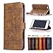Produktbild iPhone 6 Plus Leder Hülle,Handy Hülle Tasche iPhone 6S Plus,Ledertasche für iPhone 6 Plus,Leweiany Handytasche iPhone 6S Plus Schutzhülle aus Echt-Leder Retro Blumen Prägung Hülle im Ständer Bookstyle Wallet Tasche Flip Brieftasche Etui Schale mit Kartenfach, Magnet und Praktischer Standfunktion Luxus Tasche für Apple iPhone 6 Plus/6S Plus 5.5 Zoll - Premium Hülle in Braun