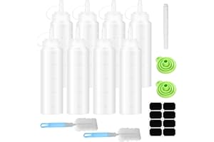 JJZGPP Squeeze Flasche, 8 Stück 250ml Plastik Quetschflasche Mit Kappen - BPA Frei,Kein Leck Condiment Flaschen für Malen,Backen,Ketchup,scharfe Soße,Olivenöl, Saucenflasche