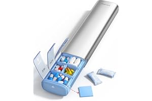 ‎VAYDEER VAYDEER Tablettenbox 7 Tage [Trockensicher] [LFGB-zertifiziert] [Lichtgeschützt] [Aluminium] Reise-Pillendose Tabletten-Organizer für 2× täglich Medikamentenbox, morgens & abends Silber