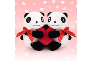 MUFEIRUO Valentines Day Stuffed Animal Panda Plush Valentine's Gift for Her Him, Cute 2pcs Hugging Panda Stuffed Animals for Kids, Kawaii Valentine's Day Decor (Panda 2pcs)