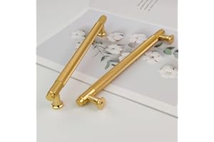 Pexintek 6 Tiradores de Armario Modernos Dorados de 192 mm Tirador de Cajón con Agujero Interior Tirador de Tocador Para Armario de Cocina Armario Librería (Oro Cepillado)