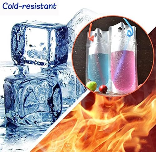50 Pieces Hand-held Plastic Translucent Drink Bags / Stand-up Frosted Reclosable Zipper Heat-proof Drink Pouches / DIY Fruit Sealed Bag (500ml)