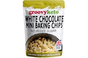 White Chocolate Chips Buttons by Groovy Keto | No Added Sugar | Made with Milk | Baking Chips | Sweetened with Stevia Erythritol | Diabetic Friendly Low Carb Chocolate | Keto Friendly | 210g Pouch