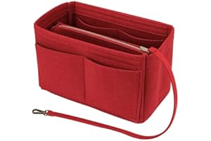 MTRSUE Filz Taschenorganizer Handtasche Taschenformer Einsatz mit Schlüsselanhänger, Damen Taschen Organizer mit Metallreißverschluss für Neverfull Speedy und mehr