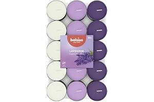 Bolsius - 30 Tealight Profumati - Lavanda - Durata di Combustione di 3.5 Ore - Diametro 38 mm - Estratti Naturali - Contiene Cera Vegana - Senza Olio di Palma