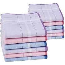 Mouchoirs En Coton Peigné 60S - Lot De 6 Ou 12, 28x28cm, Motifs Rayures - Lavage Main
