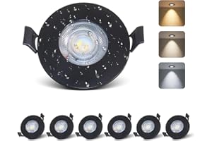 mega lumen Spot LED Encastrable Noir 5W 520lm Spot Salle de Bain IP44 Lot de 6 230V Spots LED Plafond Module 3000K / 4000K / 6000K for Cuisine Salon Trou Ø68-74mm IRC90+