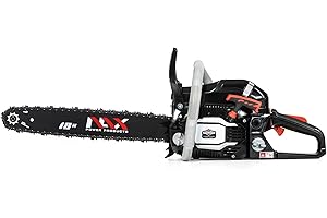 NAX POWER PRODUCTS 400C motor 51,5 cm3 1,8 kW Briggs & Stratton producto con licencia guía 18" 45 cm sistema antirebote Low Kickback motosierra a gasolina motosierra de cadena, Negro, nax400c 18