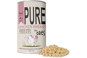 Fuzzl Pure Freeze Dried 100% Chicken Cat Treats and Food Topper - 50g Natural, Hypoallergenic, Nutritious Cat and Kitten Snacks