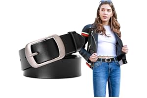 SUOSDEY Fashion Womens Leather Belts for Jeans Pants with Metal Pin Buckle Ladies Retro Vintage Leather Waist Belt