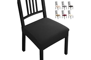 BalladHome Housse de Chaise 6 pièces Housse de Salle à Manger pour Un Ajustement Universel - Couverture Spandex Couvertures de Chaise Amovible très Facile à Nettoyer et Durable (Paquet de 6, Noir)-B
