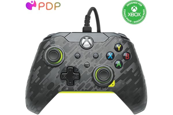 PDP Manette de jeu vidéo filaire Electric Carbon pour Xbox Series X|S, manette de jeu, Xbox One, sous licence officielle