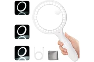 Afaneep Lente ingrandimento con luce, 33 LED Lente di ingrandimento per lettura Professionali Portatile - 3 modalità 30x 60x Lente di ingrandimento per Esplorazione, Anziani, Gioiellieri, Bambini