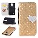 Produktbild Honghushop PU Leder Hülle für LG K10 2017 Glänzen Strass Brieftasche Klapphülle Flip Case Herz Design für LG K10 2017 Gold Stand Folio Hülle Etui Scratch Magnetverschluss Fächern Karten Handyhülle für LG K10 2017