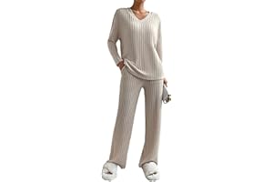 SotRong Ribbed Lounge Wear Co Ord Sets for Women - Uk 2 Pieces Tracksuit Full Set Ladies Pjs Loungewear Sleepwear Homewear