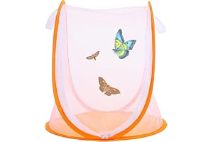 Fjärilsbur – vajer + nät 33 x 37 cm | Med dragkedja hopfällbart nätterrarium | fjärilsfångarbur för larver | för inomhus utomhus trädgård trädgård uteplats klassrum skola